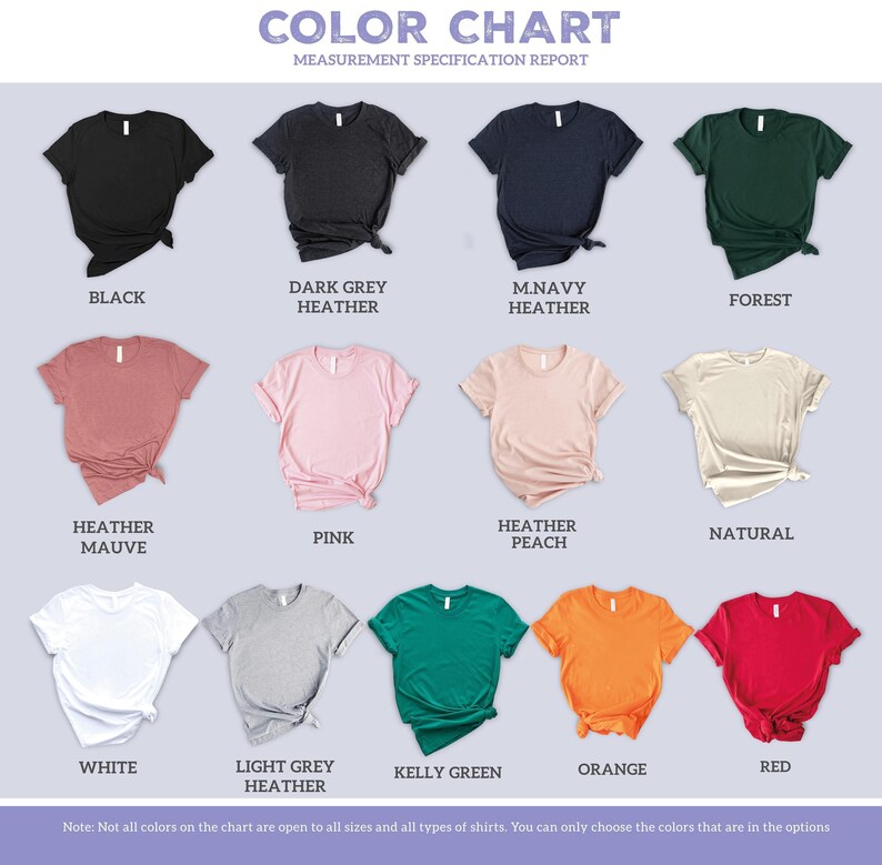 the color chart for a women's t - shirt