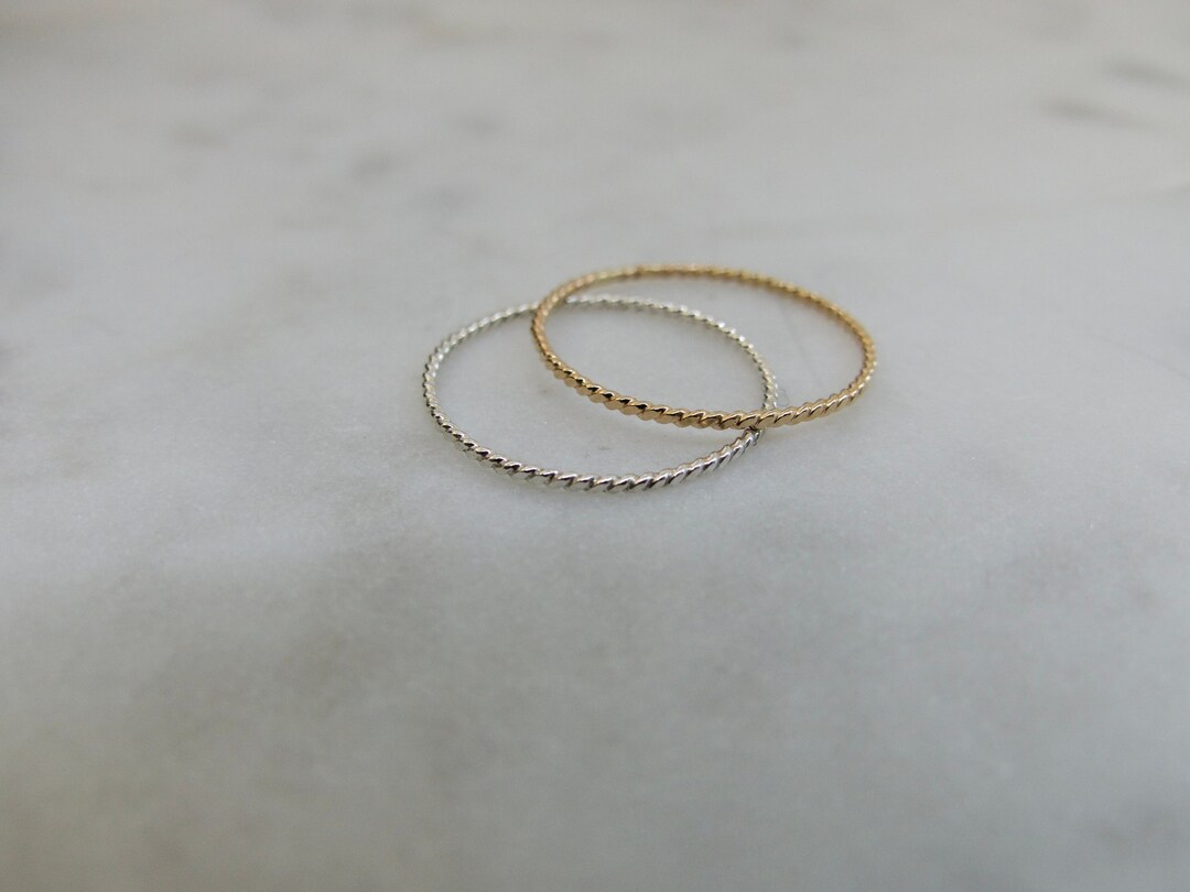 Dainty Braided Stacking Ring, Sterling Silver Stackable Ring, 14 Karat ...