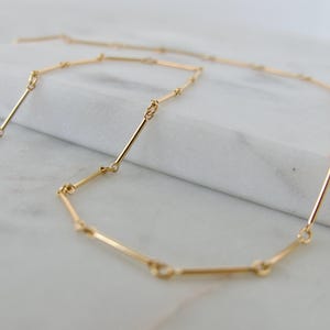 14k Gold-Filled Bar and Link Chain Necklace – Minimal Layering Necklace – Handmade Jewelry