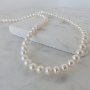 Classic Freshwater Pearl Necklace • 7mm White Pearl Strand • Handmade 14K Gold Filled Clasp • Timeless Bridal Jewelry • Elegant Gift for Her
