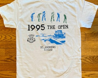 Koszulka w stylu vintage z brytyjskim motywem Open St Andrews z 1995 roku