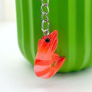 Cute Realistic Shrimp Keychain, funny, resin food, fake, foodie gift, novelty, birthday joke, realistic