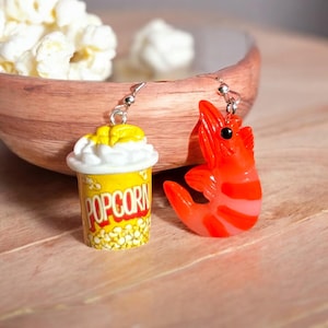 Popcorn Shrimp Earrings, funny, realistic food, novelty shrimp earrings, birthday Christmas gift