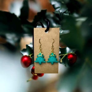 Christmas Tree Earrings - handmade polymer clay