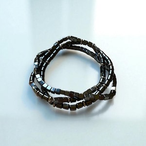 Men’s Hematite Bracelet Stack -  Grounding Stone Beaded Bracelets - Minimalist Men's Gift