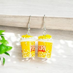 Popcorn Earrings, realistic nostalgic novelty popcorn bucket