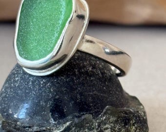 Green  sea glass ring