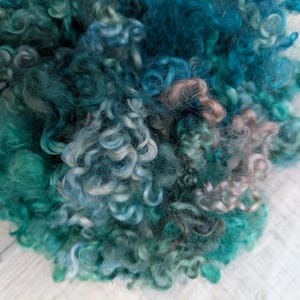 Wensleydale Wool Curly Locks - Green and Blue - Hand Dyed For Fiber Arts