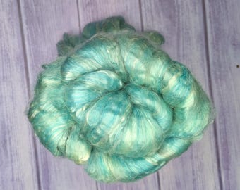 Turquoise Seacell Wool Roving - Hand Dyed - OOAK