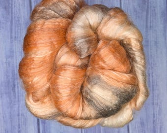 Pumpkin Spice Seacell Wool Roving - Hand Dyed - OOAK