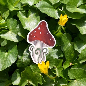 Red Mushroom Sticker, Nature Sticker, Cottagecore, Die-cut Vinyl Sticker, Holographic