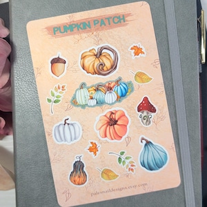 Pumpkin Patch Sticker Sheet, Fall Stickers, Autumn Stickers, Glossy Vinyl Sticker Sheet, Planner Stickers, Journal Stickers