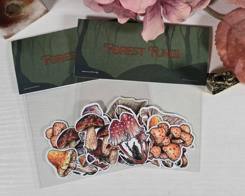 Mushroom Sticker Pack, Nature Inspired Stickers, Cottagecore, Die-cut ...