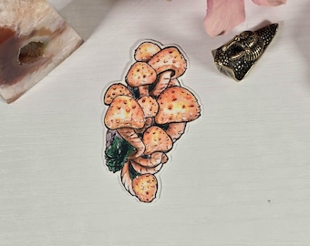 Yellow and Orange  Mushroom Cluster,  Nature Inspired Sticker, Cottagecore, Die-cut Vinyl Sticker, Forust Fungi Stickers, Holographic