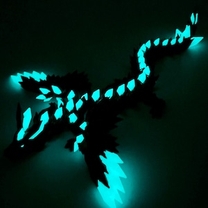 Articulating Glow In The Dark Gemstone Dragon With Wings - 9&quot;