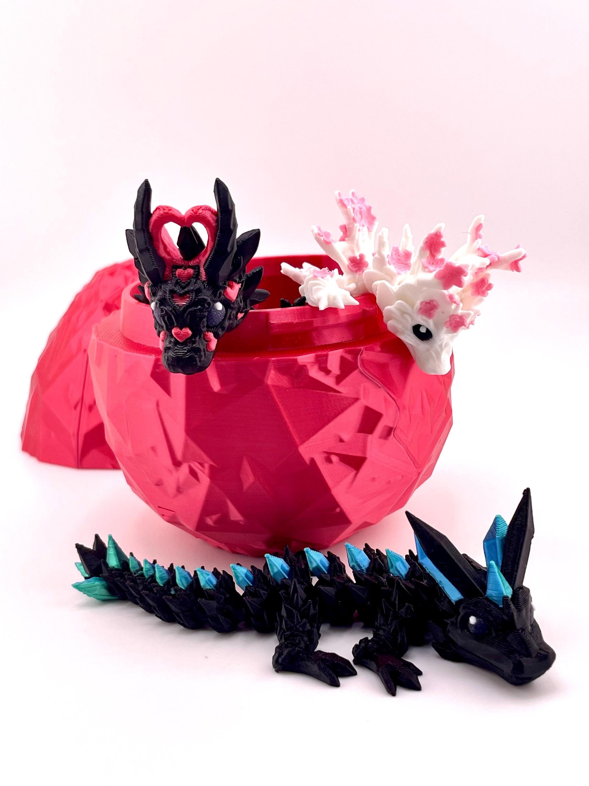 Articulating Dragons With Egg - 3d Printed Baby Dragons - 4.5 inch Flexi Dragons