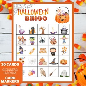 Halloween Bingo Printable Game Set of 30, Classroom Game, Classroom Activity, Halloween Party Game, Halloween Activity, Halloween Kids Game