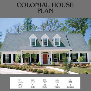 Colonial House Plan ( Floor Plan Included )