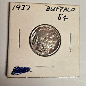 1937 Buffalo Nickel, Shiny Coin, US Nickel