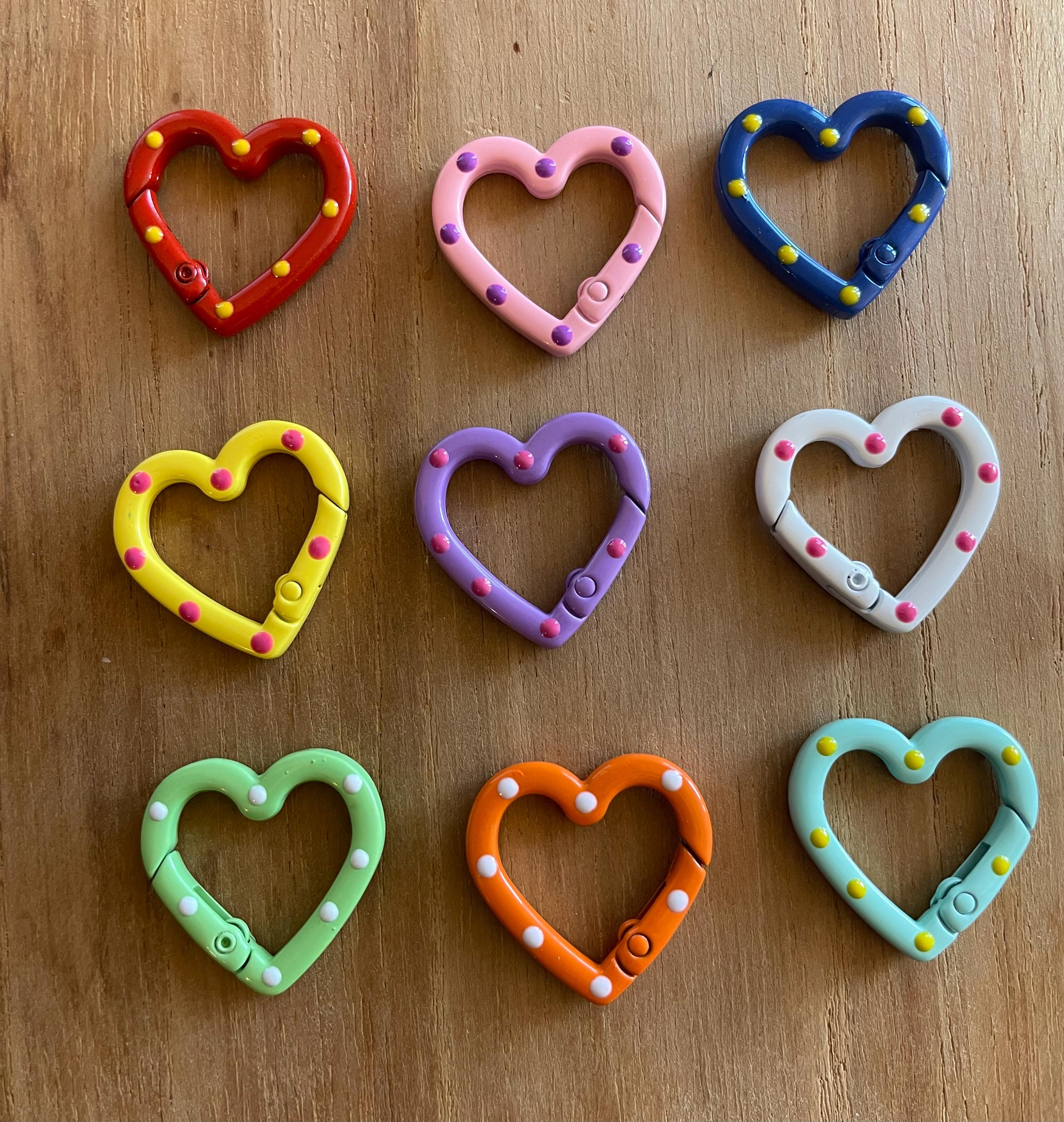 ACCALMIE キーホルダー Polka Dot Heart Carabiner: Colorful Keychain Connector, Bag