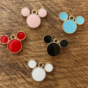 Dijes de cabeza de ratón esmaltados, fabricación de joyas, 20 mm