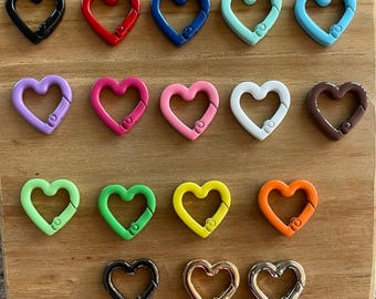 Heart Carabiner Keychain: Colorful Metal Purse Bag Connector (2-Piece Set)