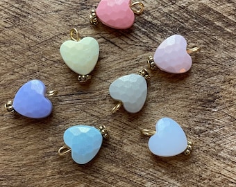 Acrylic Heart Charms: Pastel Color Spacer Beads (11mmx16mm) pack of 2