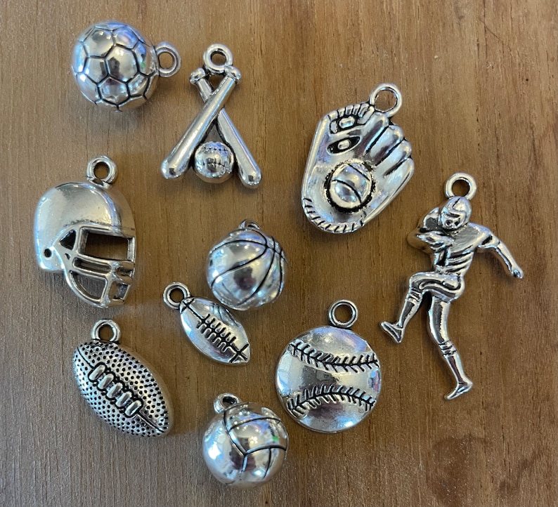 Sports Charms for Jewlery Making,team Sports Pendants,silver Sports