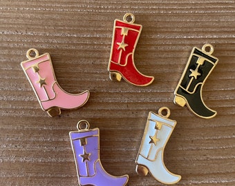Cowboy boot charms,Cowgirl boot charm,Assorted colors gold cowboy boot charm for DIY jewelry making, Country charms for making jewelry