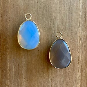 Stone charms for Jewelry projects,Natural stone pendants for DIY,Gold plated clear drop pendants,grey stone charms,DIY charm Jewelry