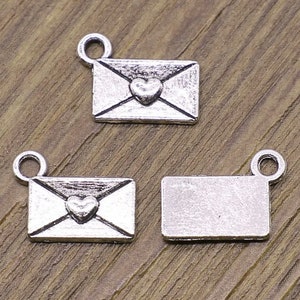 Silver Envelope charm,Envelope charm for jewelry making,envelope with heart charm for DIY jewelry making,charms for jewlery supplies,Silver