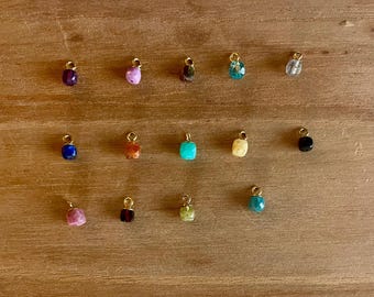 Natural Gemstone Charms: Gold Stainless Steel DIY Jewelry (4.3x8MM)