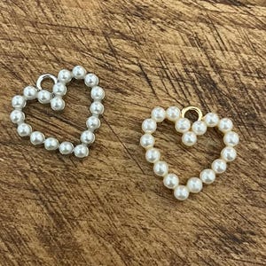 Faux Pearl Heart Charms: Golden/Silver DIY Jewelry Pendants (18x18MM)