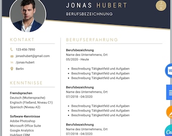 Bewerbungsvorlage Modern Lebenslauf Vorlage Deutsch Word, Google Docs, Cv Pages Motivationsschreiben Canva, Anschreiben, Anlagen, Deckblatt