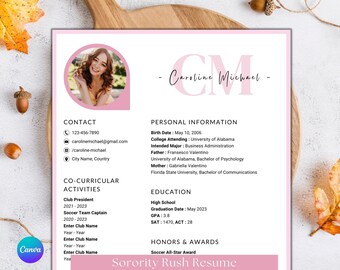 Plantilla de currículum para hermandad con foto: Diseño de Canva rosa
