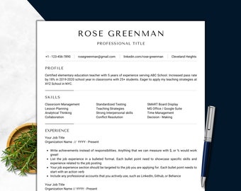 ATS Resume Template: Clean, Modern Design (MS Word & Canva)