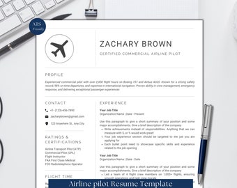 Pilot Resume Template: Aviation CV for Word, Google Docs, Canva