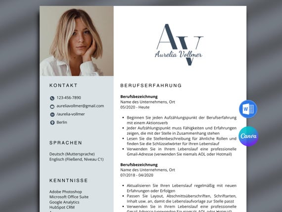 Moderne Bewerbungsvorlage Word Lebenslauf Vorlage Deutsch Bewerbung Vorlage Bewerbungsvorlagen Deutsch CV Vorlage Word Application template