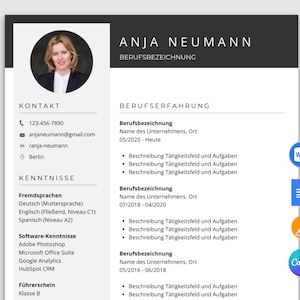 Lebenslauf Vorlage Deutsch Word, Google Docs, Pages, Canva, Bewerbungsvorlage Moderne Bewerbung Application template German Cv