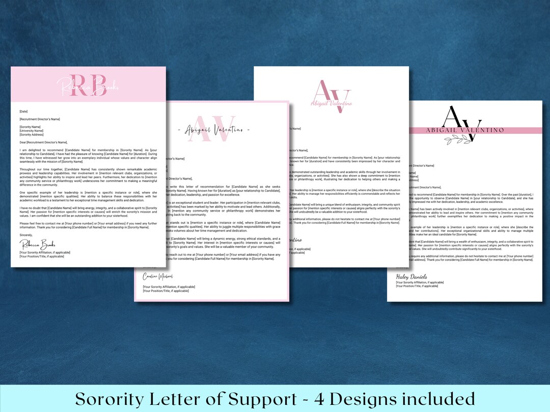 Sorority Letter Template Recruitment Letter of Support