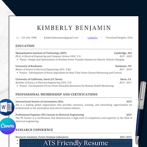 Plantilla de CV académico, Word, Canva, plantilla de currículum para posgrado, maestría, doctorado en EE. UU., Canadá, currículum ATS para estudiantes, carta de presentación, consejos