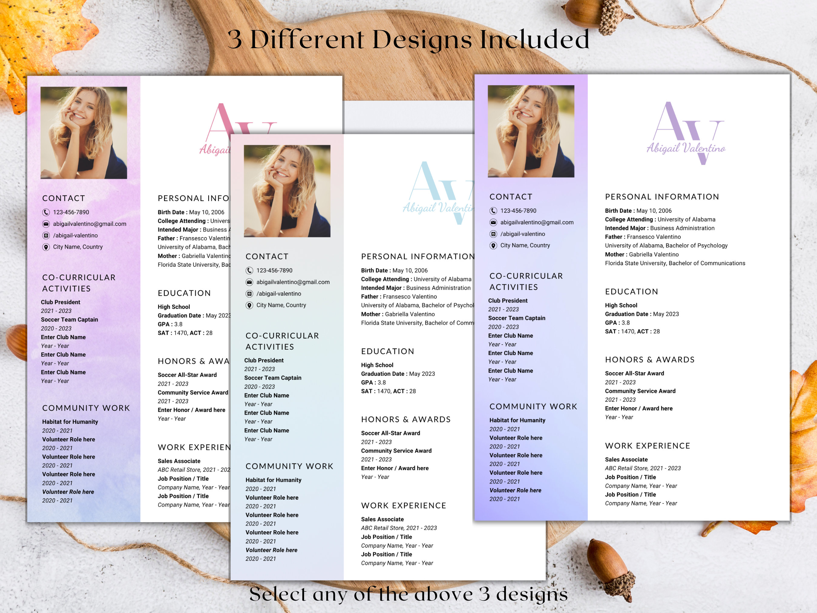 Sorority Resume Template, Social Resume With Photo, Pink Sorority