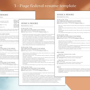 Federal resume for USAJOBS application in MS Word and Canva