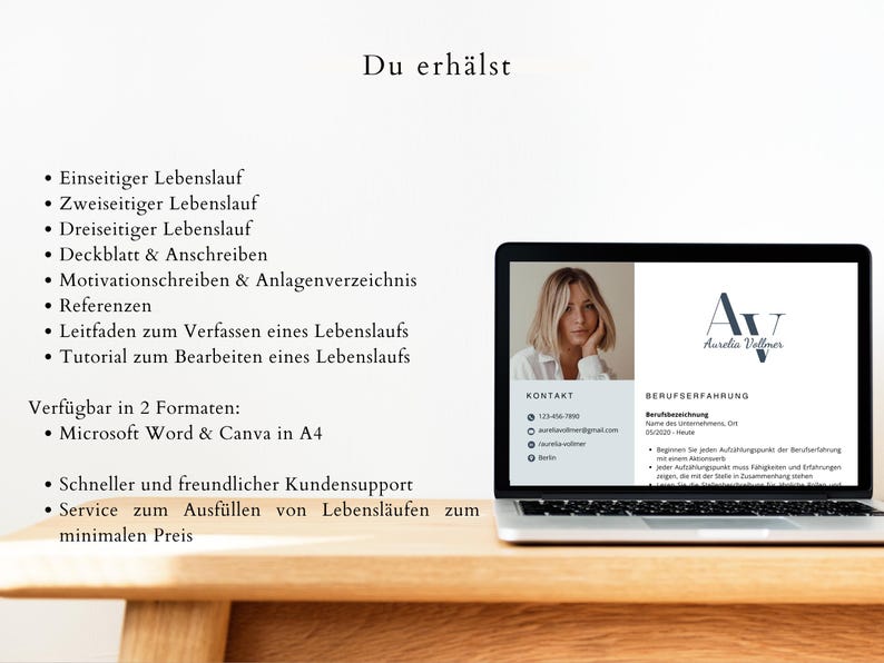 Cv template German A4 size - MS Word und Canva