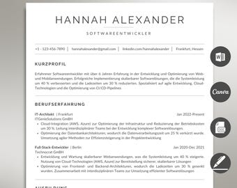 ATS-Lebenslaufvorlage: Moderner Lebenslauf für Word, Google Docs, Canva