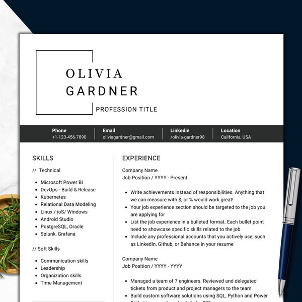 Clean, Simple, Modern, Minimalist resume template for Word, Canva, Professional CV , Digital Resume, Eye catching, Elegant Resume, Executive