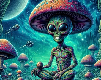 Alien Mushroom Digital Art Print | Sci-fi Fantasy Wall Decor ...