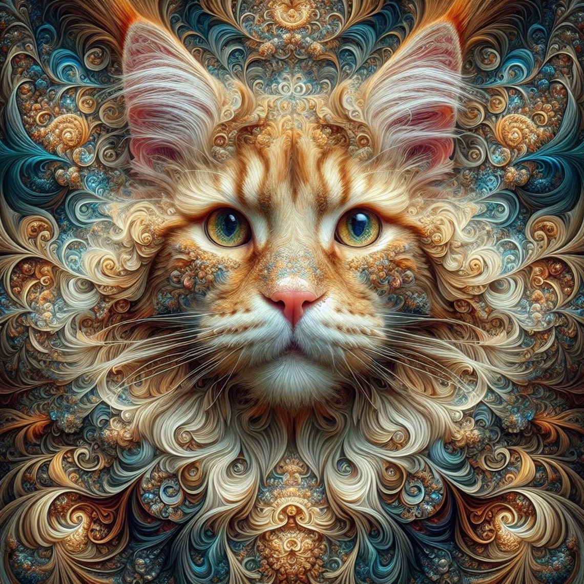 Enchanting Fantasy Cat Digital Art Print Mystical Feline Illustration ...