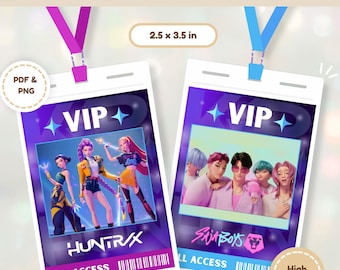Kpop Demon Hunters VIP Access Card, Kpop Birthday Party Favor, VIP