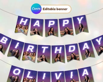 KATSEYE Birthday Banner, KPop Party Decor, Editable Canva Template (Digital File)